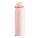 POWCAN 40 oz Insulated Water Bottle: 2-in-1 Push-Button Spout &amp; Quick-Flip Straw, Leakproof, Cold 24Hrs, Fits Car Cup Holder, Stainless Steel Water Bottle for Sports, Travel, School (Cotton Candy)