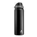 POWCAN 40 oz Insulated Water Bottle for Men: Push-Button Spout &amp; Quick-Flip Straw, Leakproof, Cold for 24 Hrs, Stainless Steel Large Water Bottle for Sports, Camping, Trips, Outdoors (Midnight Black)