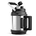 POWCAN 64 oz Stainless Steel Water Bottle: 2-in-1 Straw Spout Lid, Dual Handle, Leakproof, Keep Cold 48H, Half Gallon Insulated Water Jug for Outdoors, Fitness, Journey, Trip, Work, Camping (Steel)