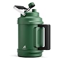 POWCAN One Gallon Insulated Water Bottle: 2-in-1 Straw Spout Lid, Dual Handle, Leakproof, Keep Cold 48H, 128oz Stainless Steel Water Jug for Outdoors, Trip, Sport, Fitness, Camping, Picnic (Forest)