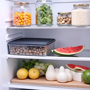 powcan premium airtight containers for kitchen storage set  bpa-free plastic jars amp boxes for dry fruitsgrocery fridge organization transparent storage containers set lid leak-proof pack of 6
