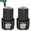 12v Cordless Drill Driver Replacement Battery for 12V Drill/Scerwdriver Machines NA121 (2Pcs 12 volt Lithium-ion Battery 1.5Ah)