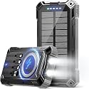 Power Bank 49800mAh Solar Portable Charger Wireless Charging USB-C 15W Fast Charging with 4 Built-in Cables LED Flashlight Battery Pack Compatible with iPhone, iPad, Galaxy, Perfect for Camping