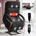 Power Lift Recliner Chair with Heat Massage and Solid Wood Armrests