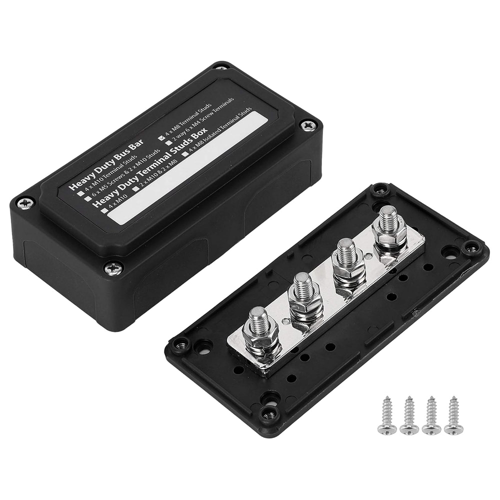 Power Distribution Box 300A, 48V DC, 4 Studs, Nylon Base, Brass Bus Bar ...