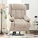 Power Lift Recliner Chair for Elderly,Fabric Lift Chairs for Living Room w/Extended Footrest,Classic Single Sofa,Home Theater Seat with 2 Cup Holders,Side Pockets,Remote Control(Light Gray)