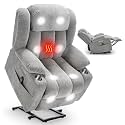 Power Lift Recliner Chair for Elderly People, Recliners Chair with Vibration Massage and Heat, Standing Assistance Reclining with Cup Holders&amp;Charging Ports, Chenille Fabric Light Gray