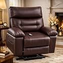 Power Lift Recliner, Electric Lift Chair for Elderly with Remote Control, Massage & Heat Recliner Chair with 8-Point Vibration and Lumbar Heating, PU Leather Recliner with Side Pocket, Two-Tone Retro