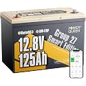 Power Queen 12V 125Ah Lithium Battery, Group 27 Bluetooth LiFePO4 Battery