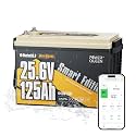 Power Queen 24V125Ah Bluetooth Lithium Battery with Self-Heating for Marine