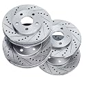 Power Sport For 2009-2015 Toyota Venza PowerSport Front Rear Silver Zinc Cross Drilled Slotted Brake Rotors