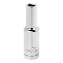 Powerbuilt 1/2 Inch Drive x 3/8 Inch SAE Deep Socket, 6 Point, Chrome-Vanadium made, Size Marking - 642324