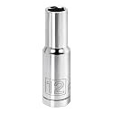 Powerbuilt 1/2 Inch Drive x 12mm Metric Deep Socket, 6 Point, Chrome-Vanadium made, Size Marking - 642219