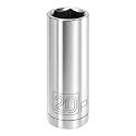 Powerbuilt 1/2 Inch Drive x 20mm Metric Deep Socket, 6 Point, Chrome-Vanadium made, Size Marking - 642214