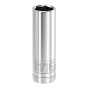 Powerbuilt 1/2 Inch Drive x 1/16 Inch SAE Deep Socket, 6 Point, Chrome-Vanadium made, Size Marking - 642202