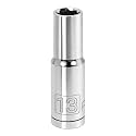 Powerbuilt 1/2 Inch Drive x 13mm Metric Deep Socket, 6 Point, Chrome-Vanadium made, Size Marking - 641220