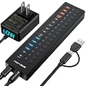 Powered USB 3.0 Hub, ACASIS 16 Port USB Hub Powered(Include 2*USB C 3.0+4 Smart Charging Port) with 60W Power Adapter, Support Wall Mount, USB Hub for PC Laptop, Mac, Printer, Camera