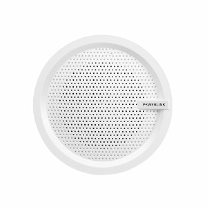 powerlink 75 inch 20 watt wired-in flush mount ceiling speaker dotted plastic grill for office kitchen home theater covered porches pack of 1with lmt