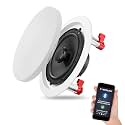 Powerlink 9 inch Bluetooth Flush Mount in-Ceiling 2-Way Speaker System with Built-in Amplifier, Polypropylene Cone &amp; Polymer Tweeter, Stereo Sound, 30W – for Office, Gym, Home Theater