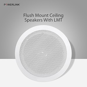 powerlink 9-inch 20-watt wired in flush mount ceiling speakers for office gym kitchen home theater covered porches whitemetal grillwith lmt 4