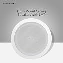 Powerlink 9-Inch 20-Watt Wired in Flush Mount Ceiling Speakers for Office, Gym, Kitchen, Home Theater, Covered Porches (White)(Metal Grill)(with LMT) (4)