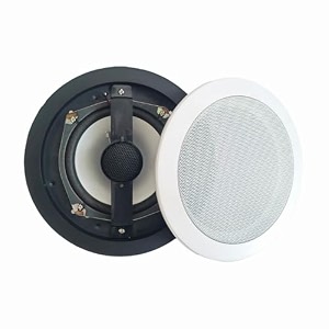 powerlink 7534 ceiling wall mount 2-way mid bass woofer speakers pair 13939 polymer dome tweeter flush design w70hz-20khz frequency response and 20 watts peak easy installation