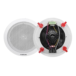 powerlink 9-inch 20-watt wired in flush mount ceiling speakers for office gym kitchen home theater covered porches whitemetal grillwith lmt 2