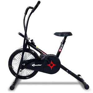 powermax fitness bx-110sx foldable magnetic exercise bike for home gym with back support seat  110kg max user  4kg flywheel  8-level resistance  lcd display pulse sensor  space-saving amp quiet