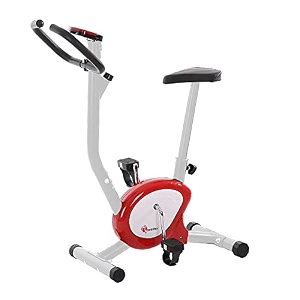 powermax fitness bu-200 exercise upright bike with anti-skid pedals adjustable foot strap and vertical seat adjustment for home gym - white