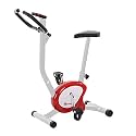 PowerMax Fitness BU-200 Exercise Upright Bike with Anti-Skid Pedals, Adjustable Foot Strap and Vertical Seat Adjustment for Home Gym - White