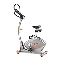 PowerMax Fitness® BU-750 Exercise Upright Bike with Hand Pulse, Adjustable Resistance, Water Bottle Cage, 9KG Flywheel for Cardio Training Workout at Home, Silver shine colour