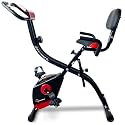 PowerMax Fitness BX-110SX Foldable Magnetic Exercise Bike for Home Gym with Back Support Seat | 110KG Max User | 4KG Flywheel | 8-Level Resistance | LCD Display, Pulse Sensor | Space-Saving &amp; Quiet