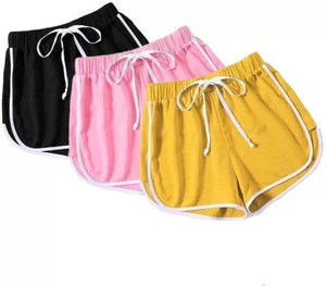 POWERmerc Solid Women Pink Yellow Black Hotpants