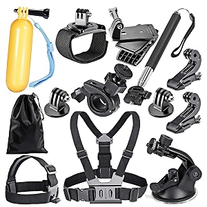 powerpak 12-in-1 mounts and straps action camera accessories kit  compatible with gopro hero 12111098765 sjcam insta 360 yi action camera accessories kit