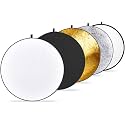 Powerpak 5 in 1 40cm/ 16 inch Translucent Silver Gold White and Black Collapsible Round Multi Disc Light Reflector for Studio or Any Photography Situation