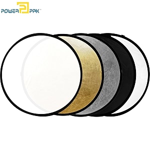 powerpak 5 in 1 80cm 32 inch translucent silver gold white and black collapsible round multi disc light reflector for studio or any photography situation