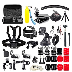powerpak 50-in-1 mounts and straps action camera accessories kit  compatible with gopro hero 12111098765 sjcam insta360 osmo dji yi action camera accessories kit