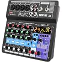 Powerpak A6 Professional 6-Channel Bluetooth Audio Mixing Console | Portable Digital Audio Mixer Console Build-In 24 DSP Effects BT Function 48V Phantom Power For Karaoke, Streaming, DJ, Black