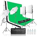 Powerpak BG-2L Softbox Lighting Kit with Transparent Umbrella | 4 x CFL Bulb Studio Light Softbox | 2M Photography Light Stand | with Backdrop Support System and Backdrop Stand