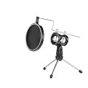Powerpak F-9 Foldable Desktop Microphone Tripod Stand with Shock Mount Mic Holder (Black)