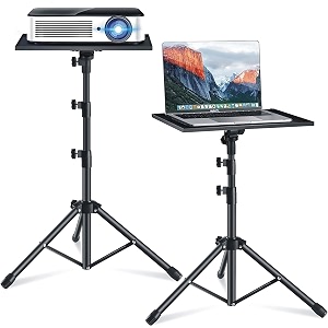 powerpak lp-1 52ft adjustable laptop pallet with tripod stand  heavy-duty projector tripod stand with anti skid pad surface plate for home office remote work gaming black
