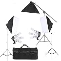 Powerpak SL-10B 3 Point Softbox Lighting Kit with Boom Arm Stand | 11 x CFL Bulb Studio Light Kit | 2M Photography Light Stand | Videography, Product Photography, Studio Equipment Kit