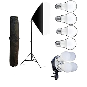 powerpak sl-4bs single softbox lighting kit  4 x led bulb studio light kit  26m photography light stand  videography product photography studio equipment kit