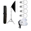 Powerpak SL-4BS Single Softbox Lighting Kit | 4 x LED Bulb Studio Light Kit | 2.6M Photography Light Stand | Videography, Product Photography, Studio Equipment Kit