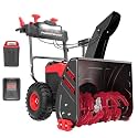 PowerSmart Self-Propelled Cordless Snow Blower Included Battery and Charger, 24-Inch, 80-Volt, 2-Stage Snow Thrower with Steel Auger