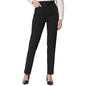 Powersutra Women Black High Waist Formal Trouser