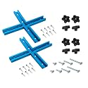 POWERTEC 72080 3" T-Track Intersection Kit 2 Sets with Wood Screws, and 16pc T Track Knob Kit Including Threaded Knobs &amp; 5/16"-18 T-Bolts for Woodworking Jigs and Fixtures
