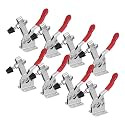 POWERTEC 8PK Toggle Clamp, 300 lbs Capacity, 201B Quick Release Horizontal Clamps w/Antislip Rubber Pressure Tip for Woodworking Jigs and Fixtures, Welding, Drill Press, Crosscut Sled (20327-P2)