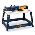 POWERTEC Benchtop Router Table with Steel Stand and Adjustable Fence – 24" x 16" MDF Laminated Top, Insert Plate, 2-1/2" Dust Port, Fence Stop, Featherboard & Additional Accessories (71402V)