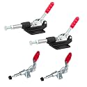 POWERTEC Toggle Clamp Set, 2PK 100 lbs &amp; 2PK 500 lbs Holding Capacity, 301A &amp; 305CM Quick Release Push Pull Clamp for Woodworking, Pocket Hole Jigs, Welding, Crosscut Sled, CNC